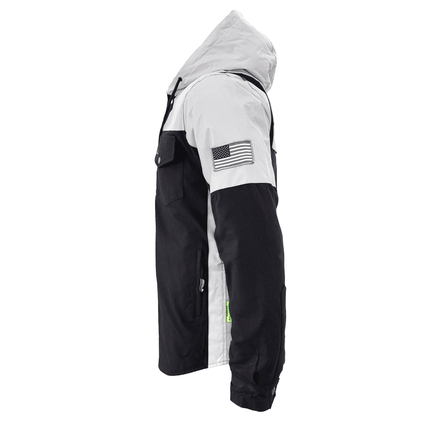 Protective Reflective Flannel Hoodie "Alloy Eclipse" For Men - Black and Silver