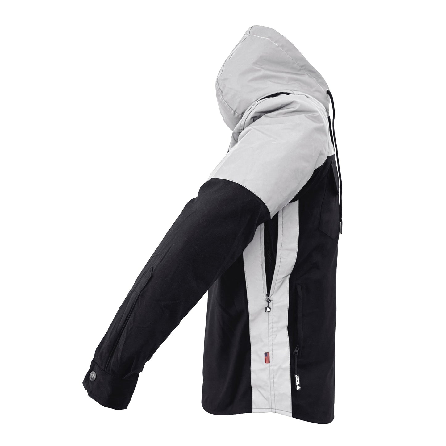 Protective Reflective Flannel Hoodie "Alloy Eclipse" For Men - Black and Silver