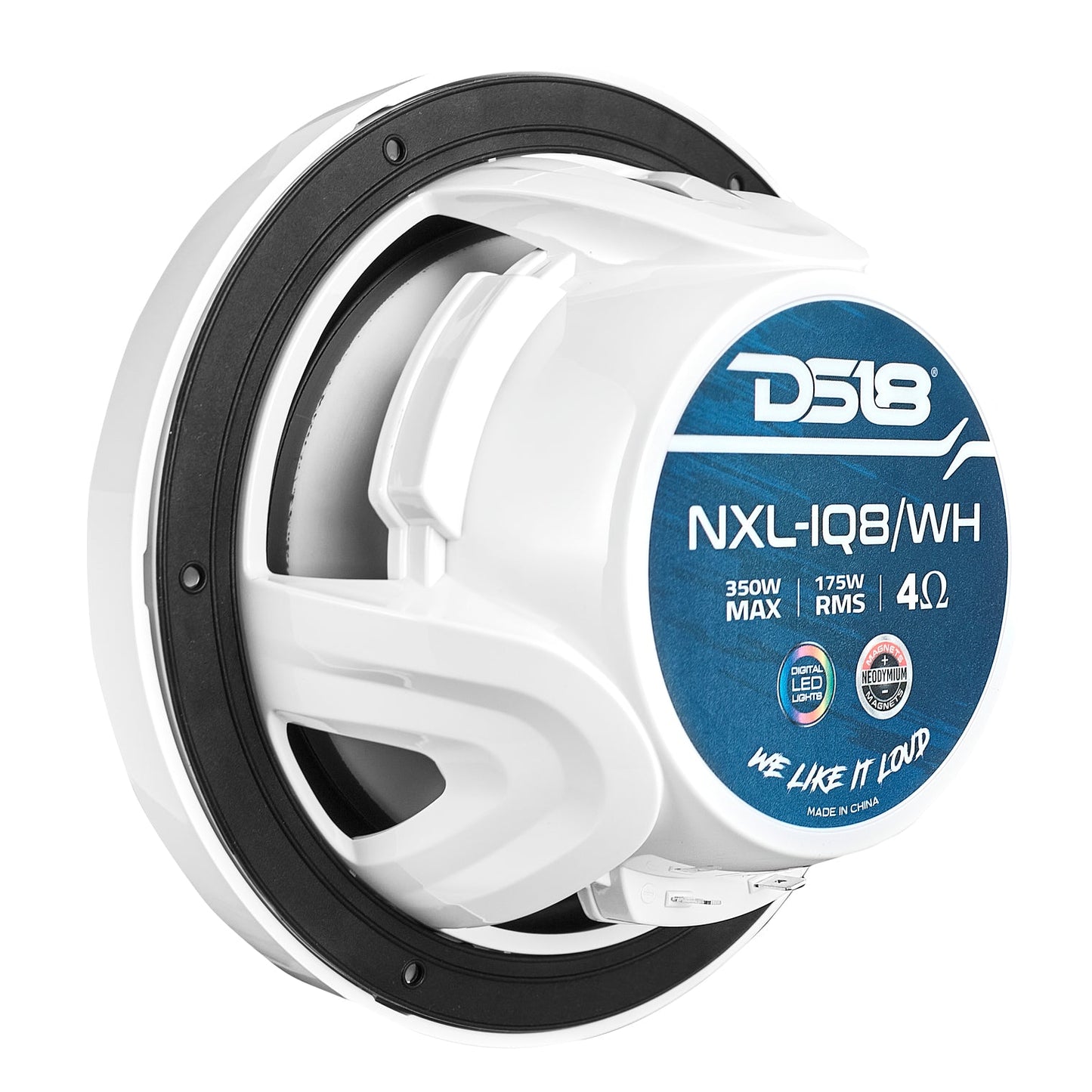 NXL 8" 2-Way Coaxial Marine Speaker with Bullet Tweeter and Digital Led Lights | 175W RMS 4-Ohm