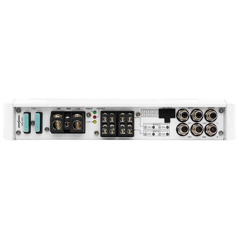 NXL 4-Channel Full-Range Class D IPX5 Marine Amplifier | 4 x 150W RMS @ 4-Ohm