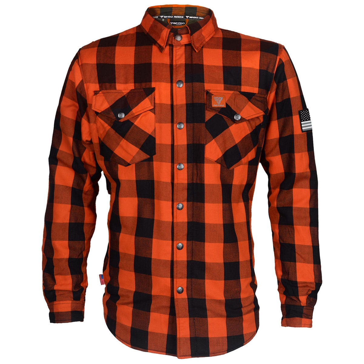 Protective Flannel Shirt - Orange and Black Checkered
