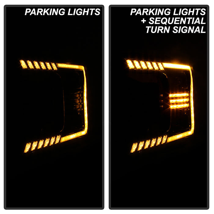 xTune Ford F150 18-20 Amber DRL Full LED Two Projector Headlights - Black PRO-CH-FF15018S-FLED-AM-BK 9949579