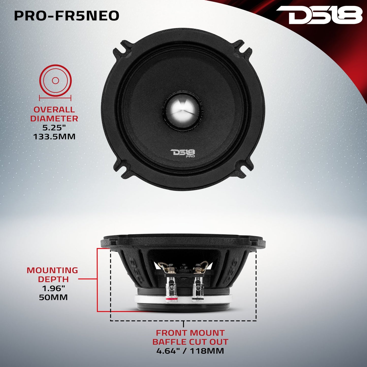 PRO 5.25" Neodymium Full-Range Bullet Loudspeaker 200 Watts Rms 4-Ohm