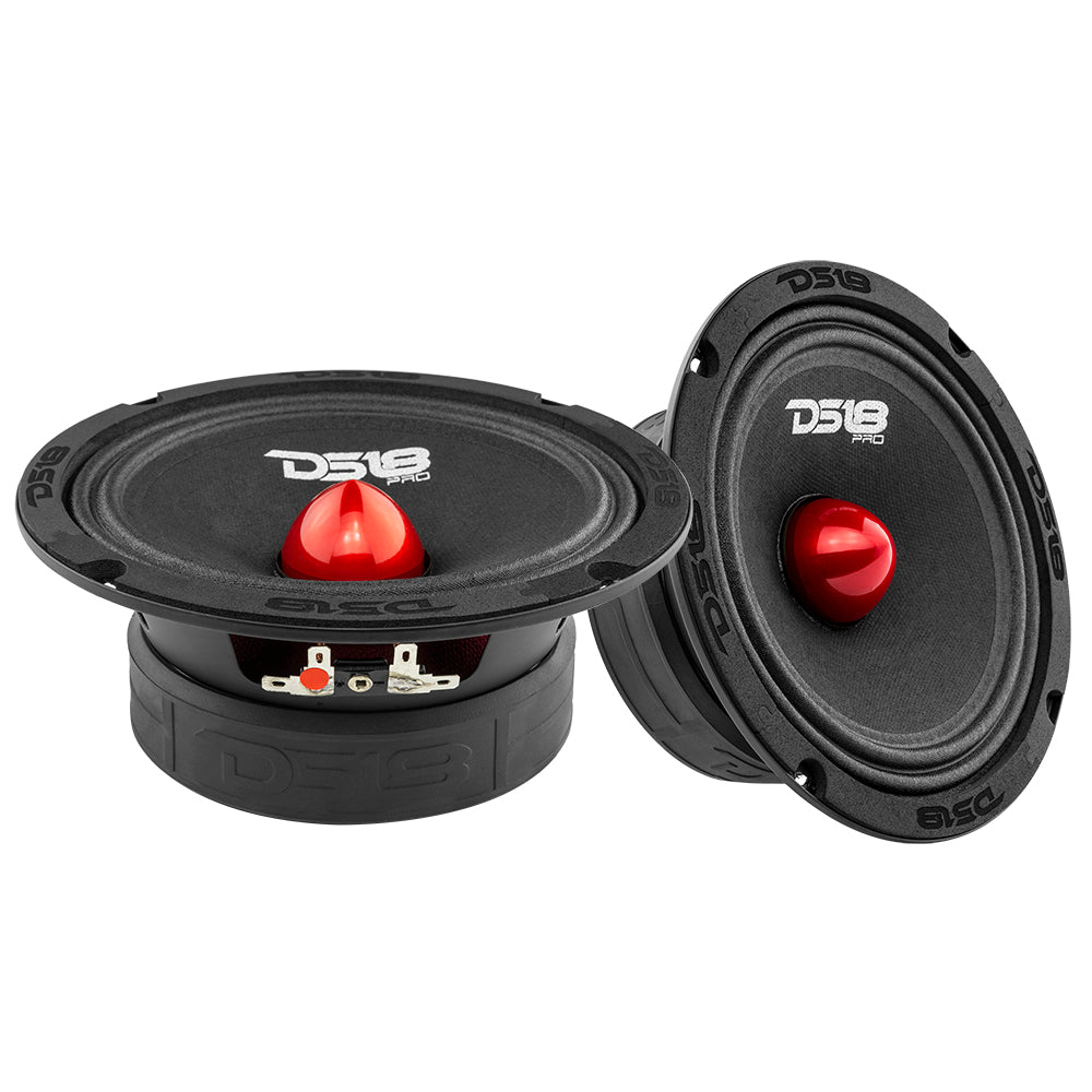 Pro Audio Speaker Bundle: 6.5" Midrange Speakers with OEM Speaker Adapters, Amplifier, and Wiring Kit