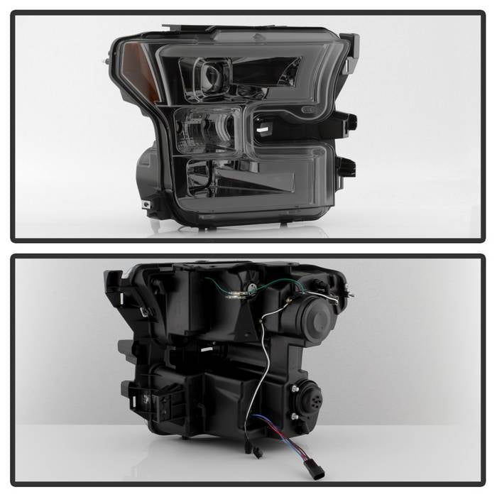 Spyder Ford F150 2015-2017 Projector Headlights - Light Bar DRL LED - Smoke PRO-YD-FF15015-LBDRL-SM 5083678