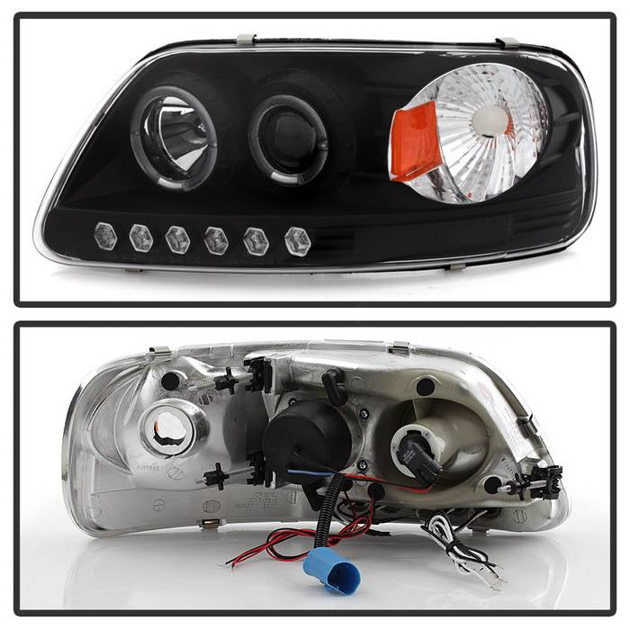 Spyder Ford F150 97-03 Projector - LED Halo Amber Reflctr LED Blk PRO-YD-FF15097-1P-AM-BK 5010261