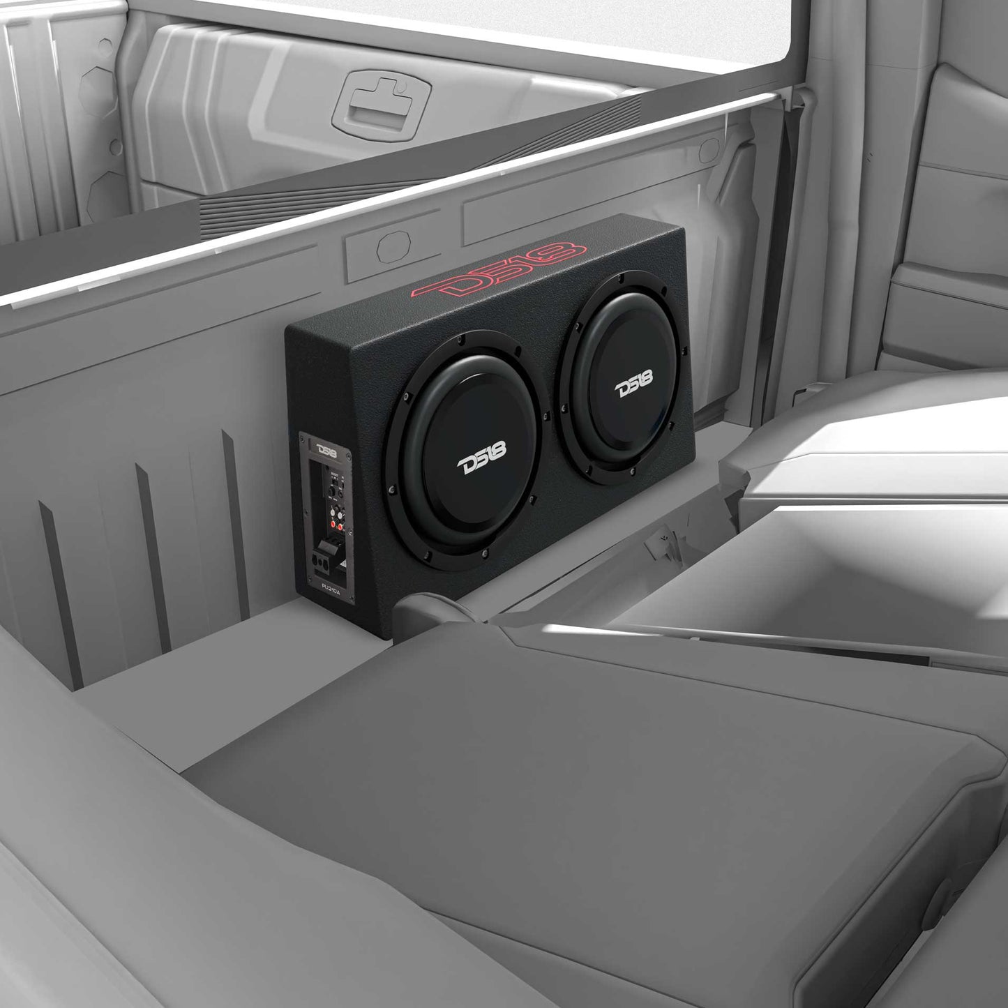 10" Active Subwoofer Shallow Enclosure with 10" Passive Subwoofer For Pickup Trucks