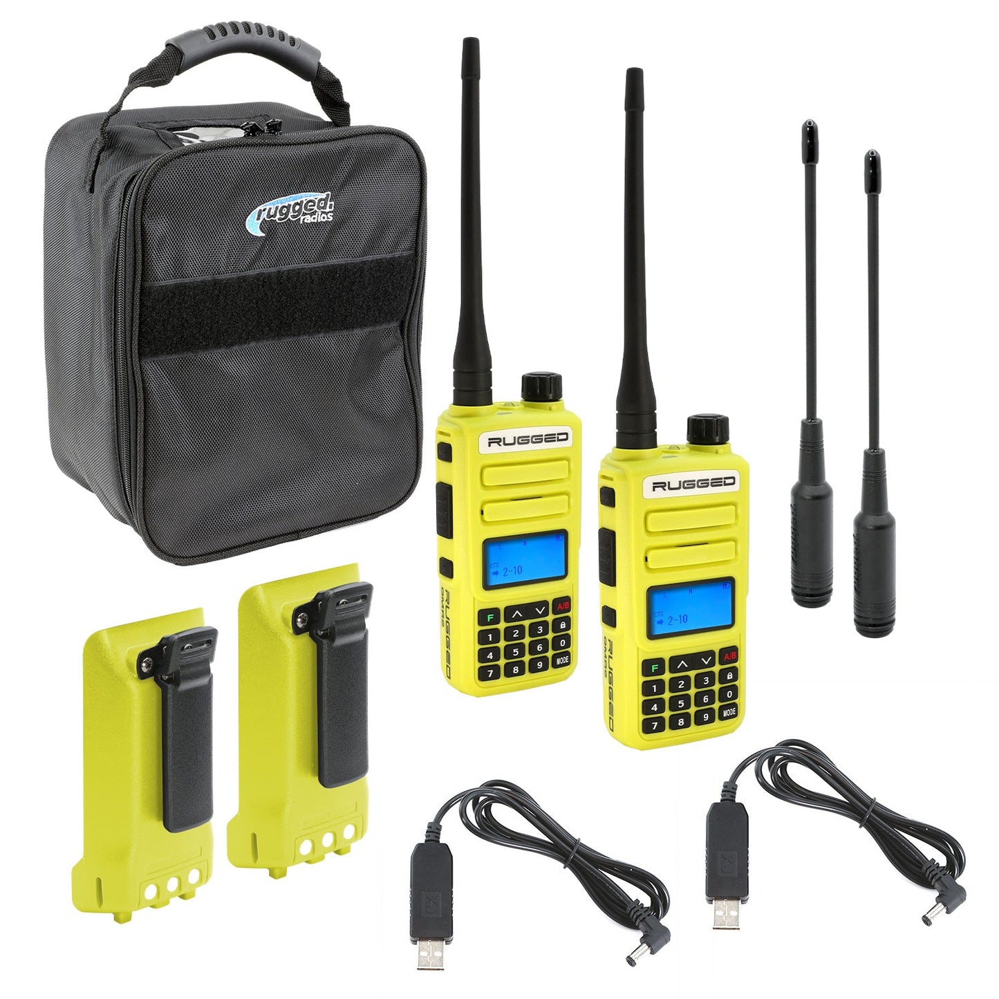 Adventure Pack - Rugged GMR2 PLUS - GMRS and FRS Two Way Handheld Radios with Accessories - Grey