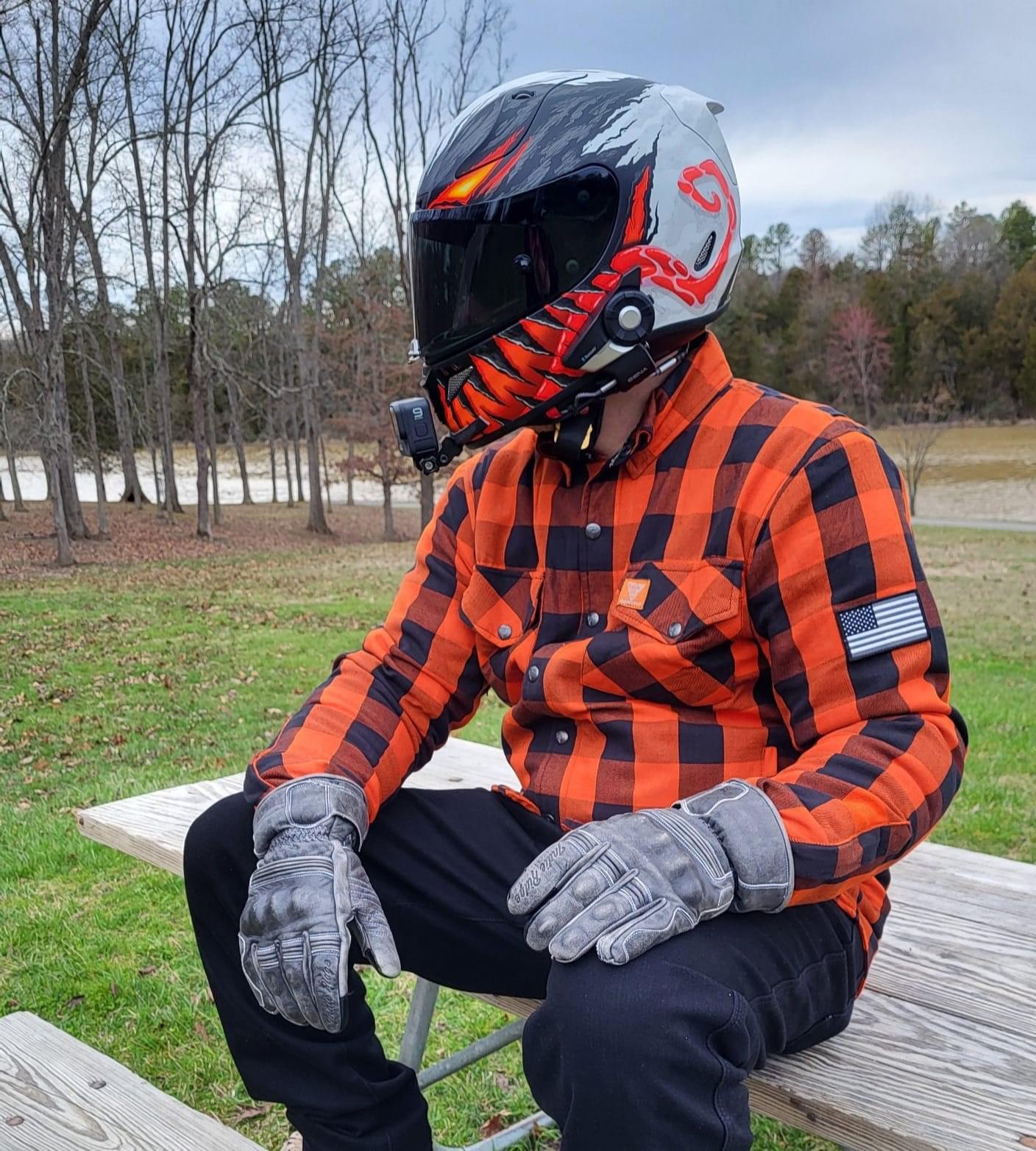 Protective Flannel Shirt - Orange and Black Checkered