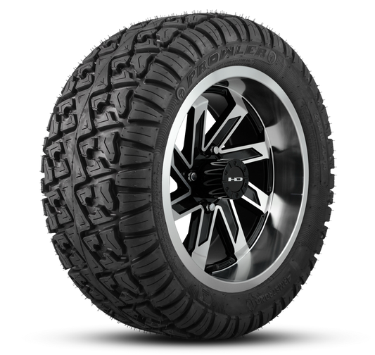 HD Golf Wheel & Tire Package ( 1pc ) 12x7.0 SAW Gloss Black Full Machined w ( 1pc ) 23 Inch A/T Tire