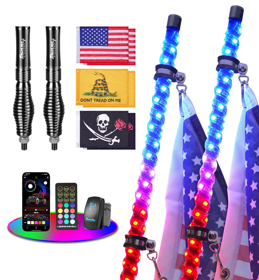 Xprite Whip Lights with App & Remote Control UTV, ATV, SXS, Polaris RZ
