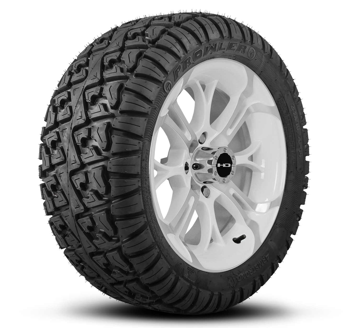 HD Golf Wheel & Tire Package ( 1pc ) 14x7.0 Spinout White Machined w ( 1pc ) 23 Inch A/T Tire