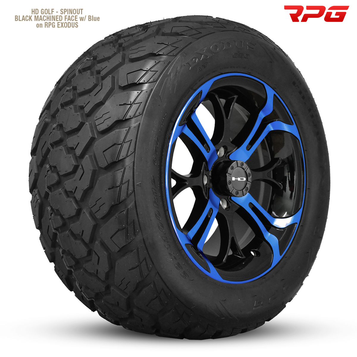 HD Golf Spinout 14x7 -10 4x101.6mm 68.2mm Gloss Blue&BK/Machined Face