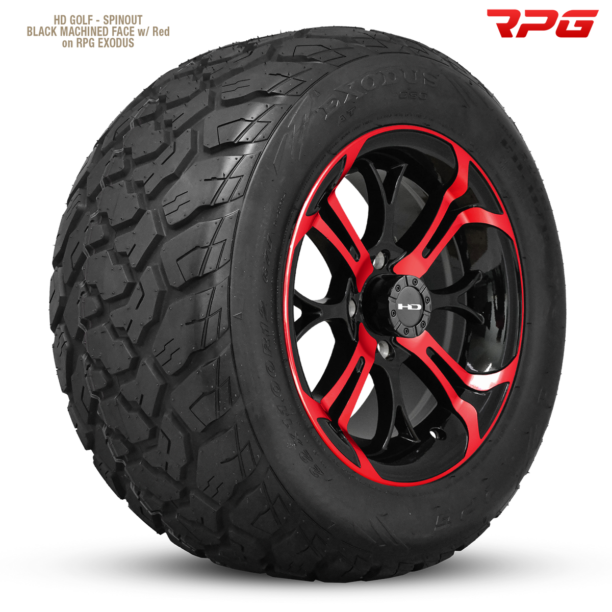 HD Golf Spinout 14x7 -10 4x101.6mm 68.2mm Gloss Red&BK/Machined Face