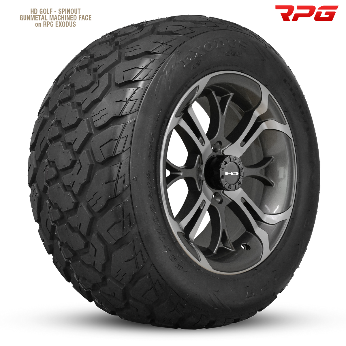 HD Golf Spinout 14x7 -10 4x101.6mm 68.2mm Gloss Gun Metal/Machined Face
