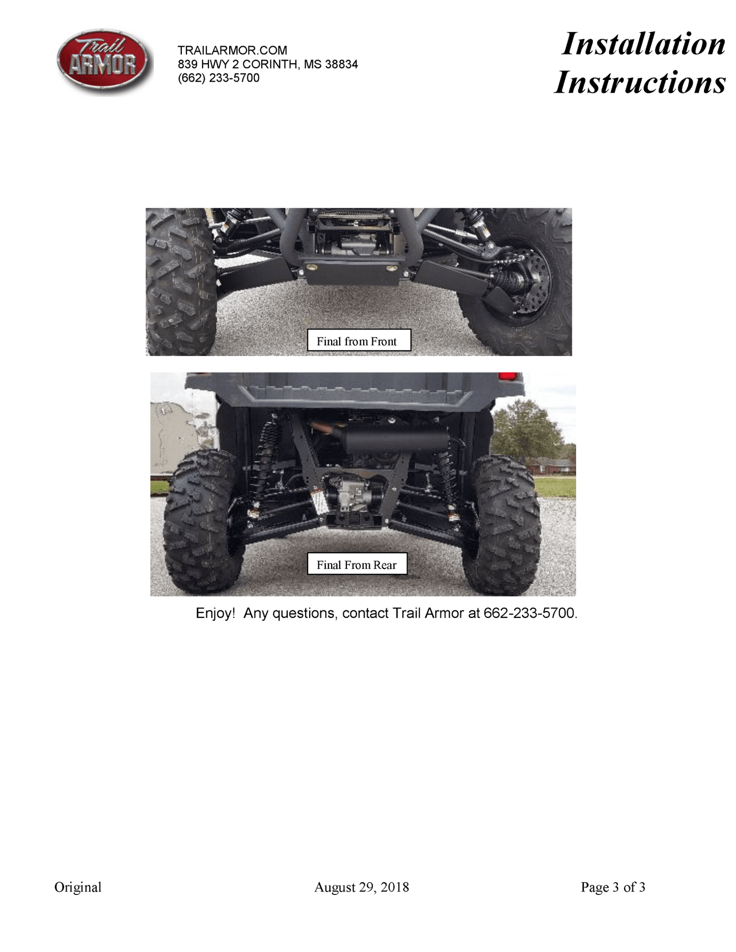 Trail Armor iMpact A-Arm Guards Yamaha for 2019-22 Wolverine X2 / X4 XTR Model