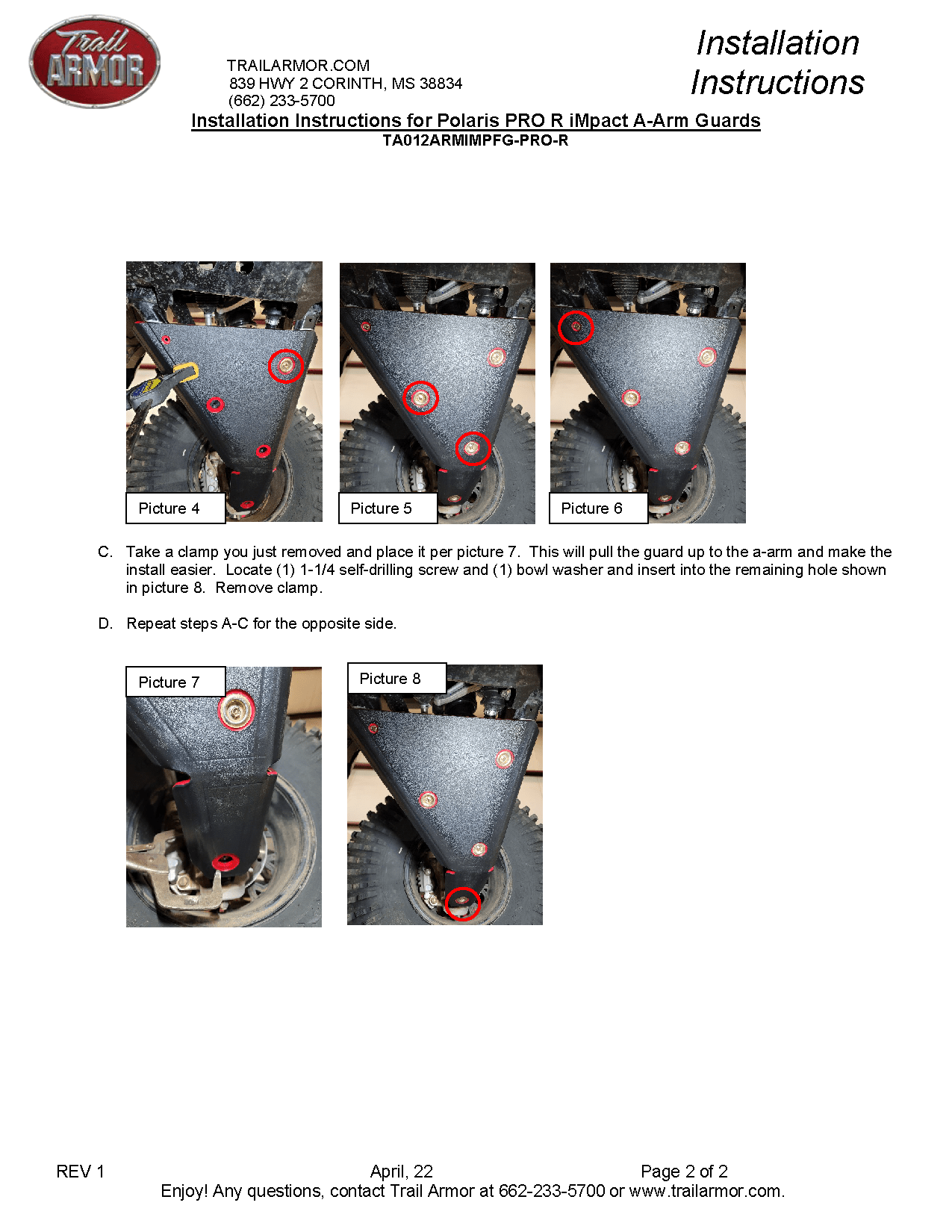 Trail Armor iMpact Front Arm Guards for Polaris Turbo R / Pro R