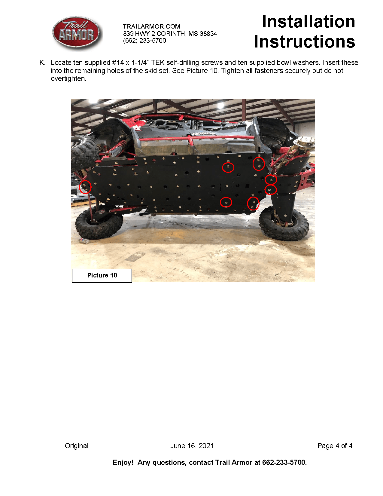 Trail Armor Full Skid Plate for Honda Talon 1000X-4