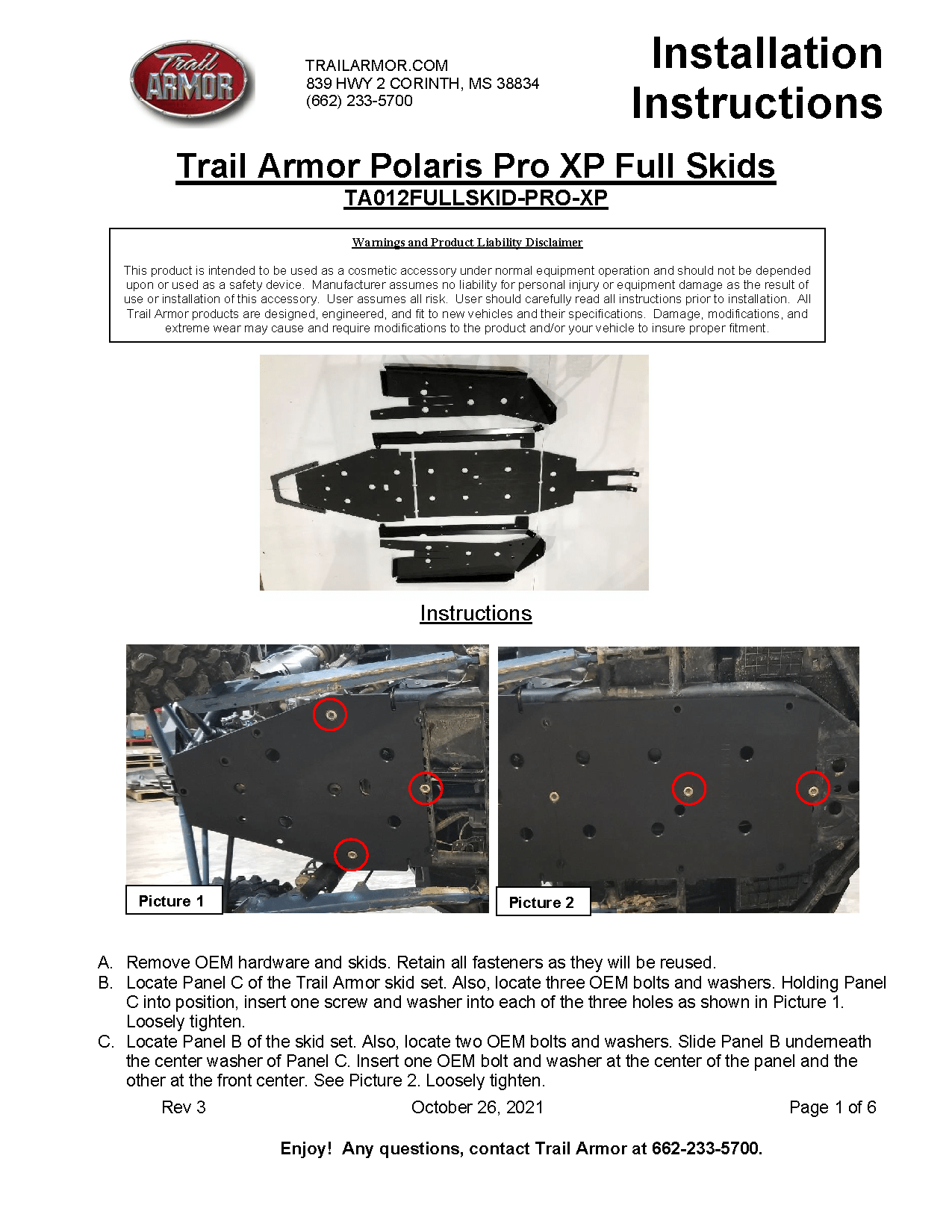 Trail Armor Full Skid Plate for 2020+ RZR Pro XP