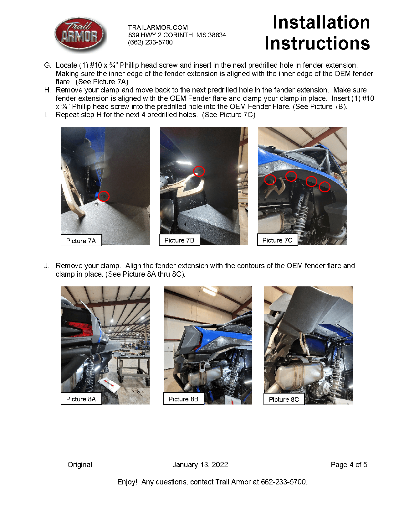 Trail Armor Kawasaki Mud Flap Fender Extensions for 2020+ Teryx KRX 1000