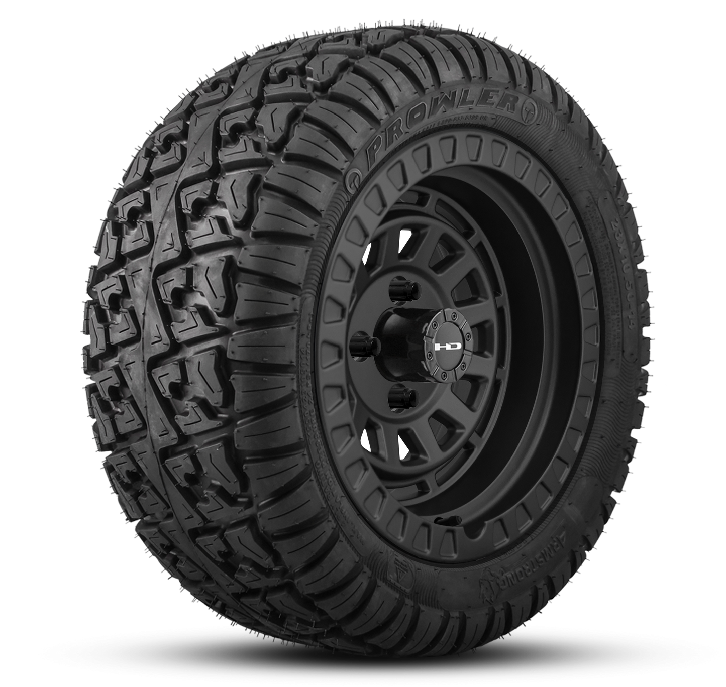 HD Golf Wheel & Tire Package ( 1pc ) 14x7.0 Venture All Satin Black w ( 1pc ) 23 Inch A/T Tire