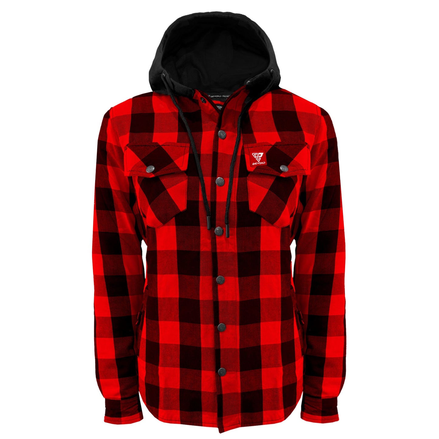 Protective Flannel Hoodie for Women - Red and Black Checkered