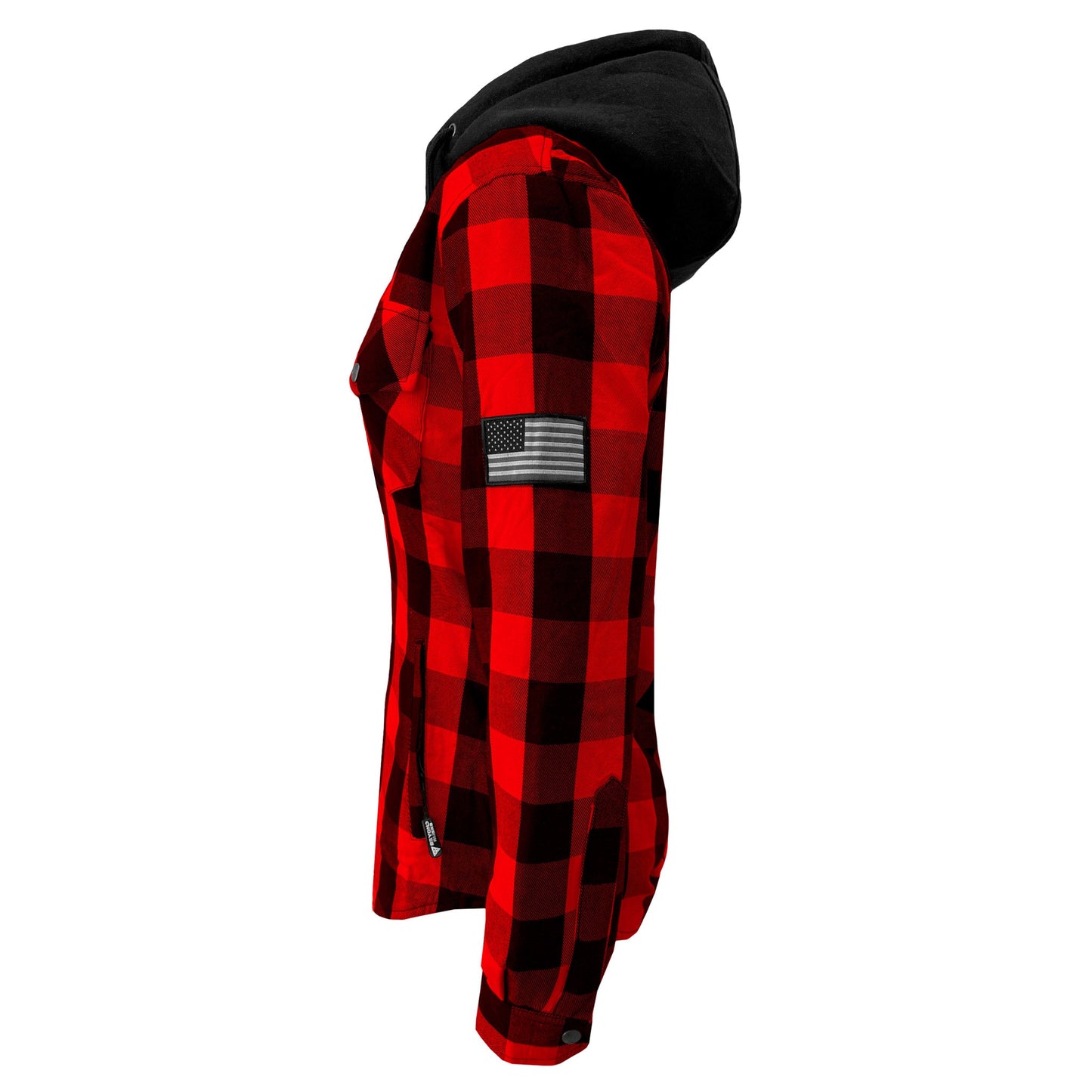 Protective Flannel Hoodie for Women - Red and Black Checkered