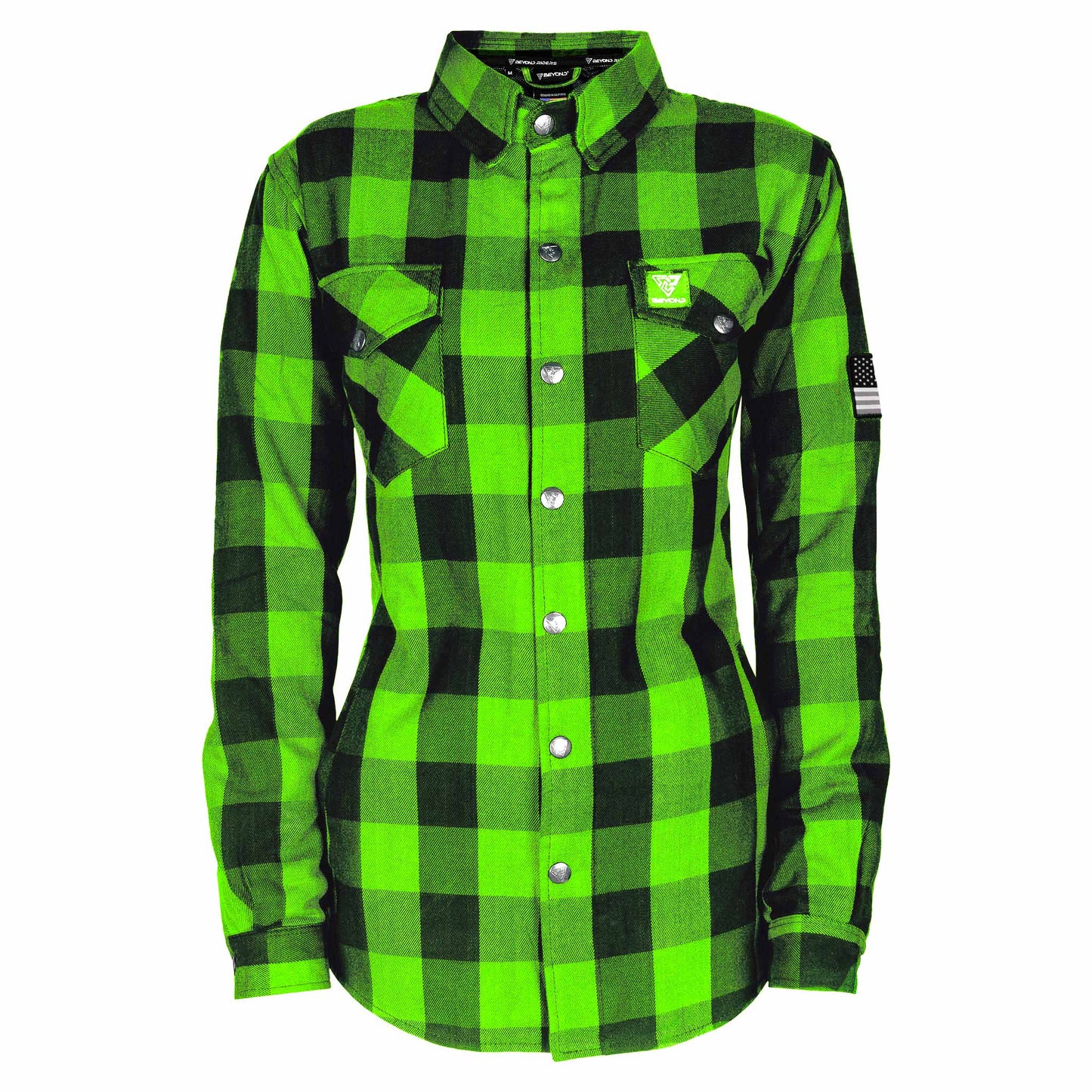 Protective Flannel Shirt for Women - Green Checkered