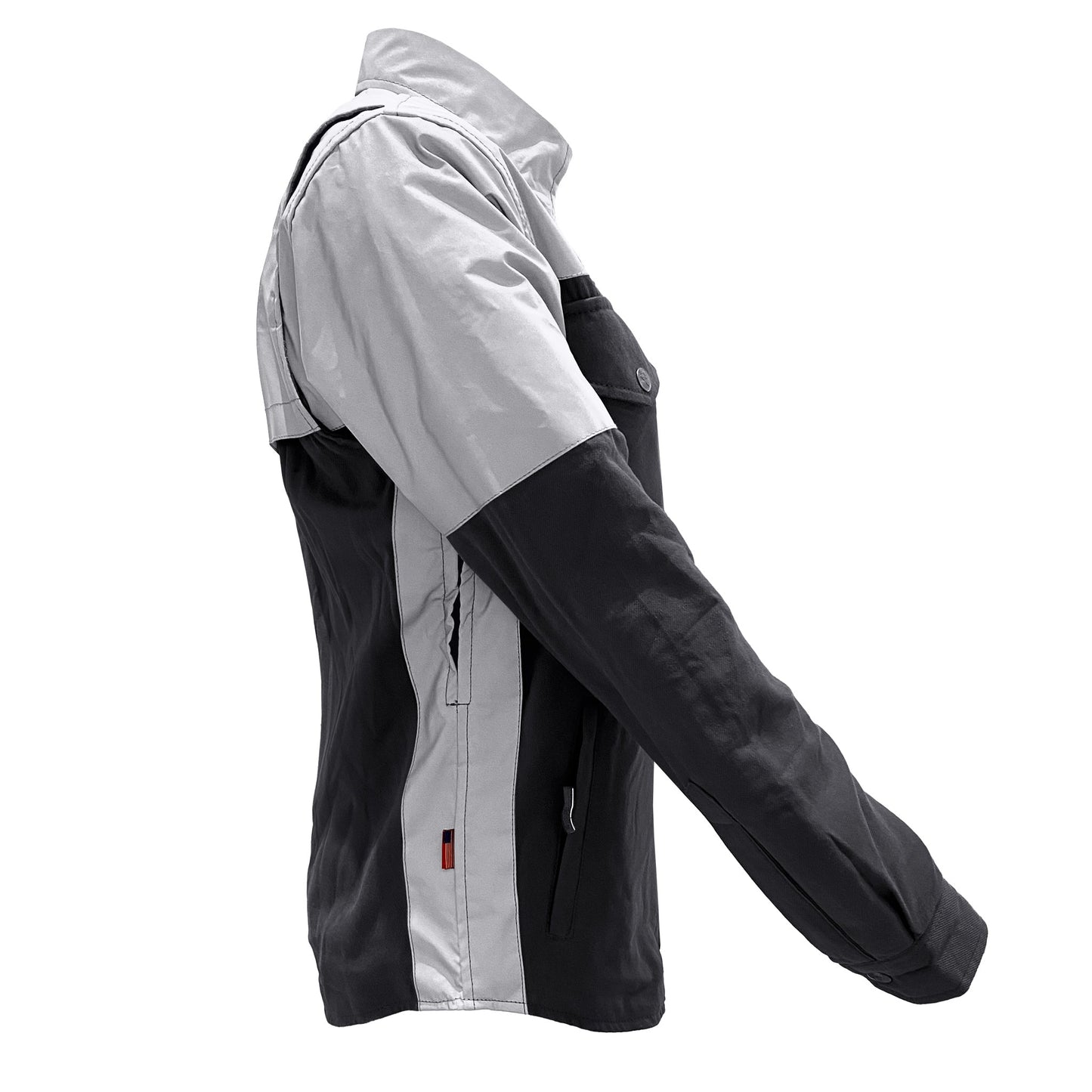 Flannel Reflective Shirt "Alloy Eclipse" for Women - Black and Silver