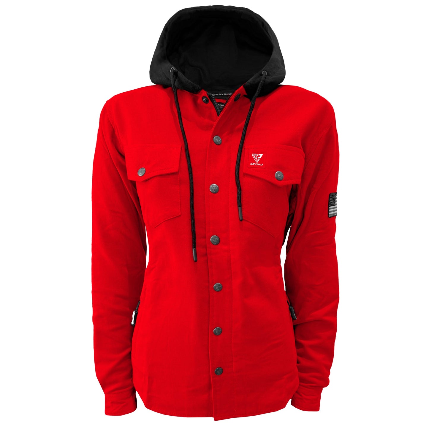 Protective Flannel Hoodie For Women - Red Solid