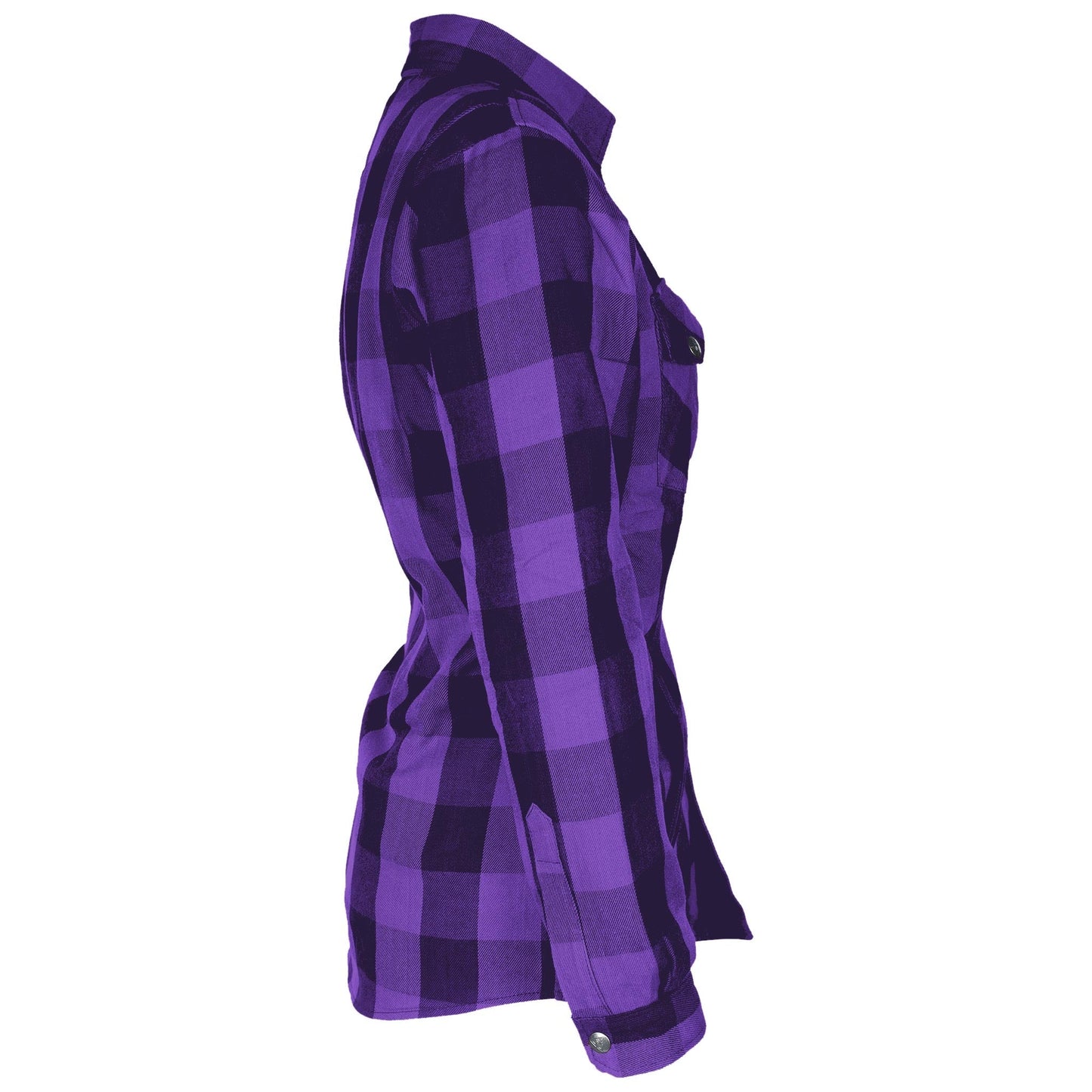 Protective Flannel Shirt for Women - Purple and Black Checkered