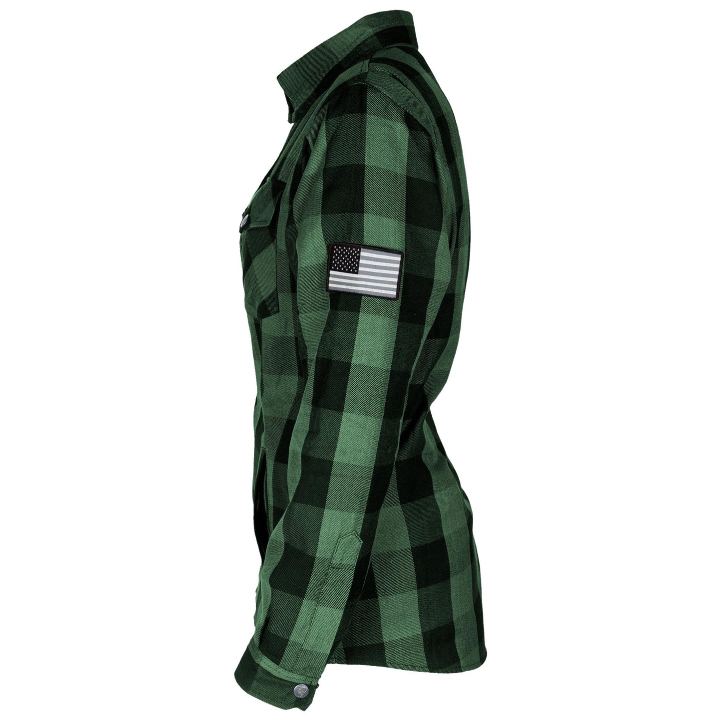 Protective Flannel Shirt for Women - Dark Green Checkered