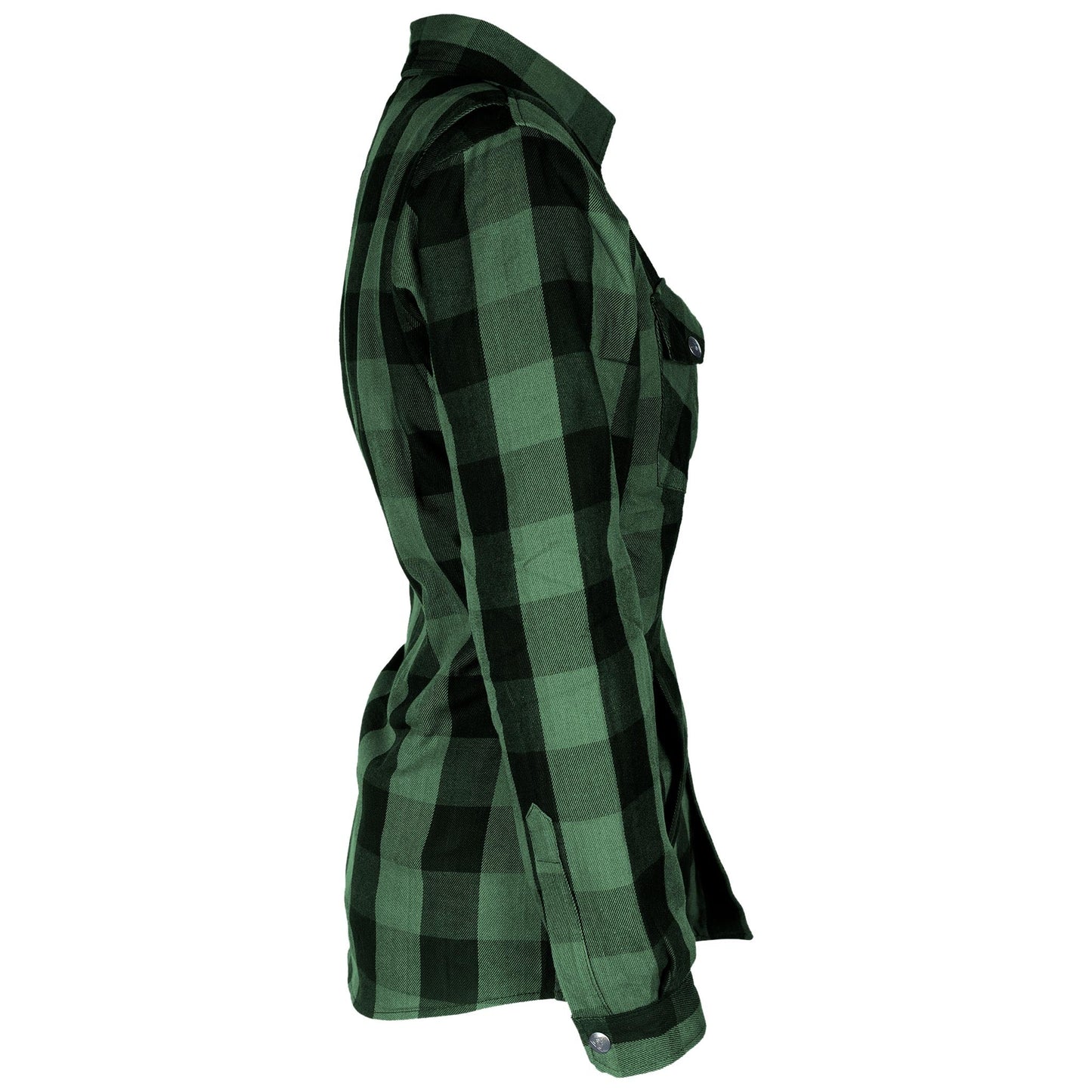 Protective Flannel Shirt for Women - Dark Green Checkered
