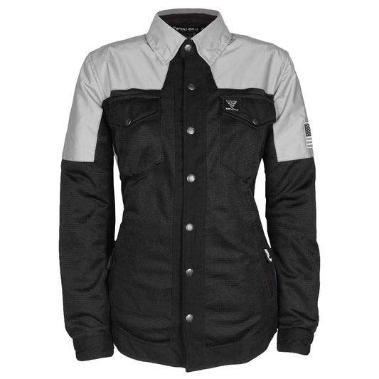 Summer Mesh Reflective Shirt "Alloy Eclipse" for Women - Black and Silver