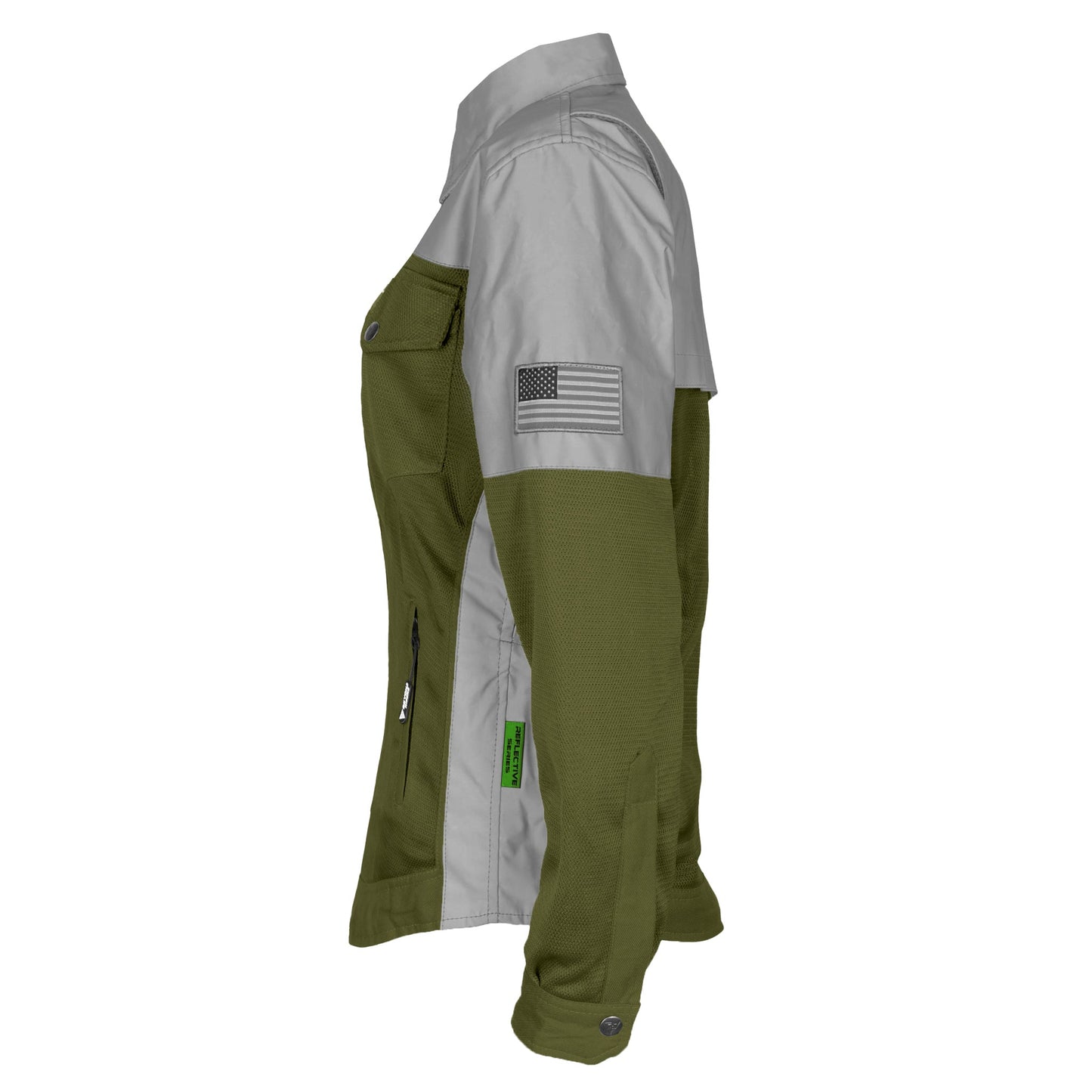 Summer Mesh Reflective Shirt Army Green Eclipse for Women