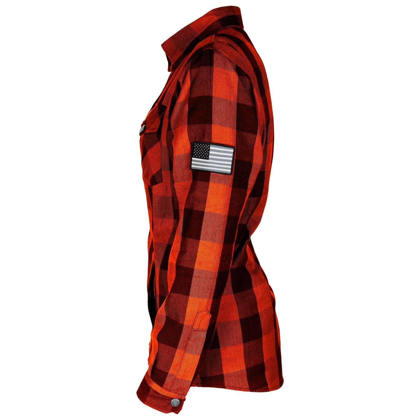 Protective Flannel Shirt for Women - Orange and Black Checkered