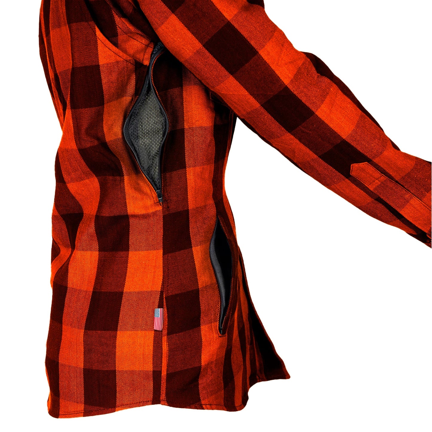 Protective Flannel Shirt for Women - Orange and Black Checkered