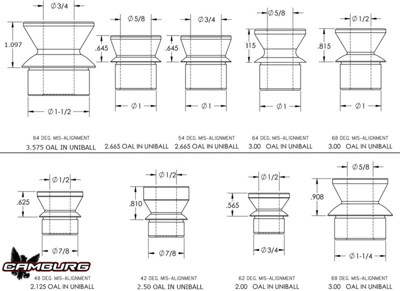 Camburg 1.25in. x 5/8in. Hi-misalignment Spacers (pair) CAM-040094