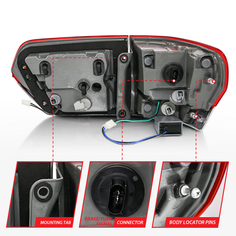 Anzo 2014-2016 Jeep Grand Cherokee LED Taillights Red/Clear