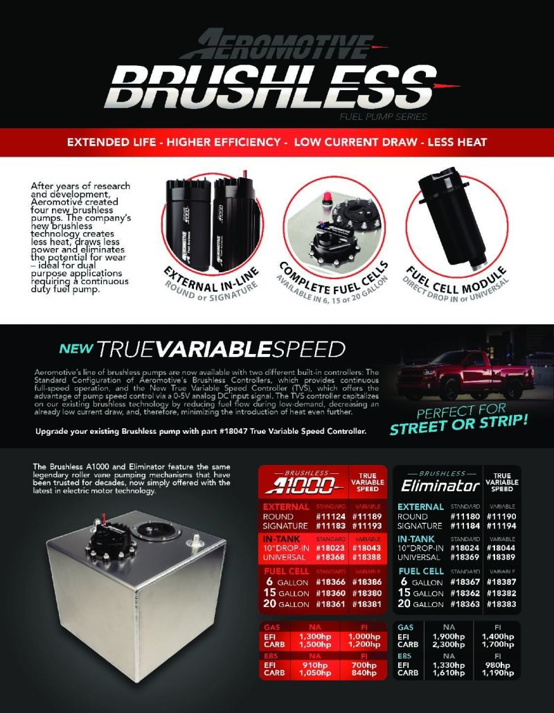 Aeromotive Variable Speed Controlled Fuel Pump -In-Tank - Universal - Brushless Eliminator 18389