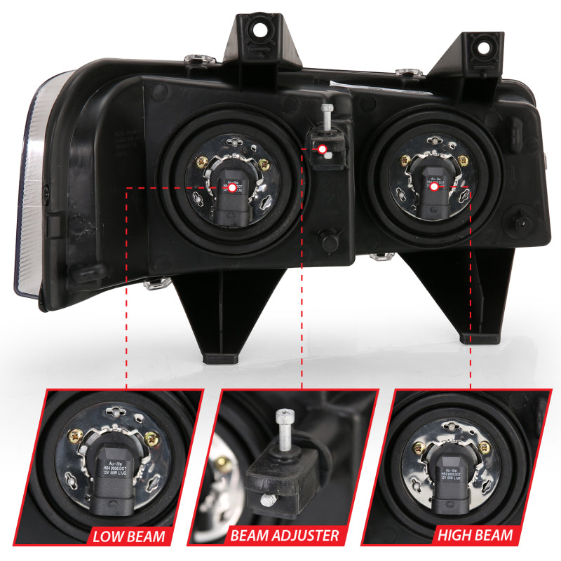 ANZO 2003-2017 Chevy Express Crystal Headlight Black 111474