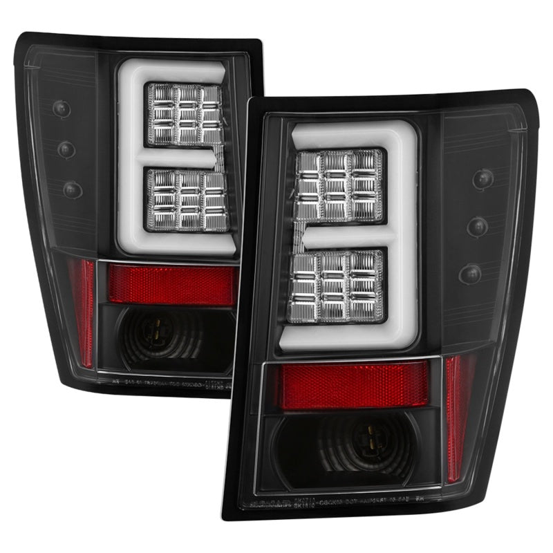 Spyder 07-10 Jeep Grand Cherokee Light Bar LED Tail Lights - Black ALT-YD-JGC07V2-LB-BK 5086655