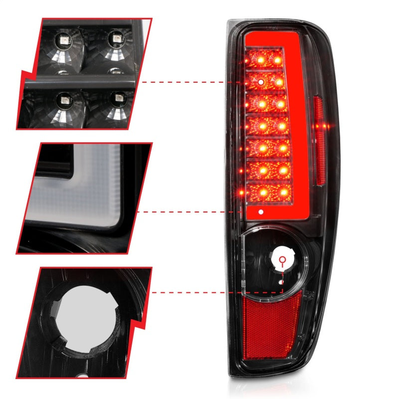 ANZO 2004-2012 Chevrolet Colorado/ GMC Canyon LED Tail Lights w/ Light Bar Black Housing 311382