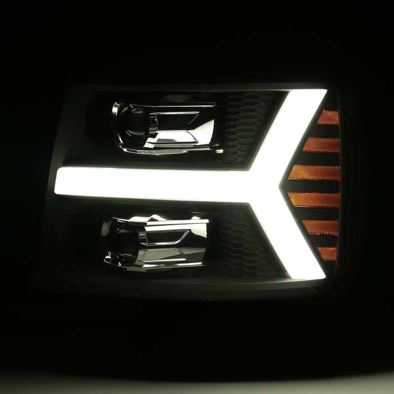 AlphaRex 07-13 Chevy 1500HD PRO-Series Proj Headlights Plank Style Chrome w/Activ Light/Seq Signal 880204 *Discontinued