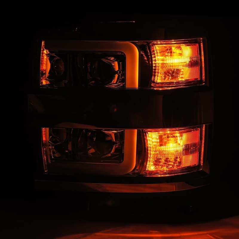 AlphaRex 15-19 Chevy Silverado 2500HD PRO-Series Headlight Plank Chrome w/Activ Light/Seq Signal/DRL 880225 *Discontinued