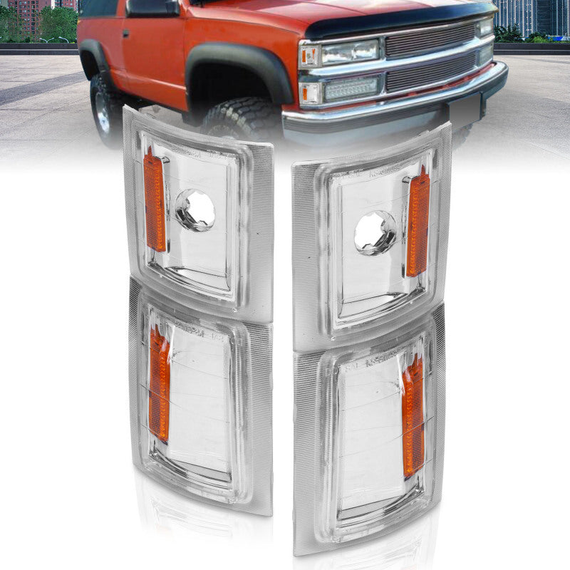 ANZO 1994-1998 Chevrolet Blazer Corner Lights Clear Lens w/ Amber Reflector 521041