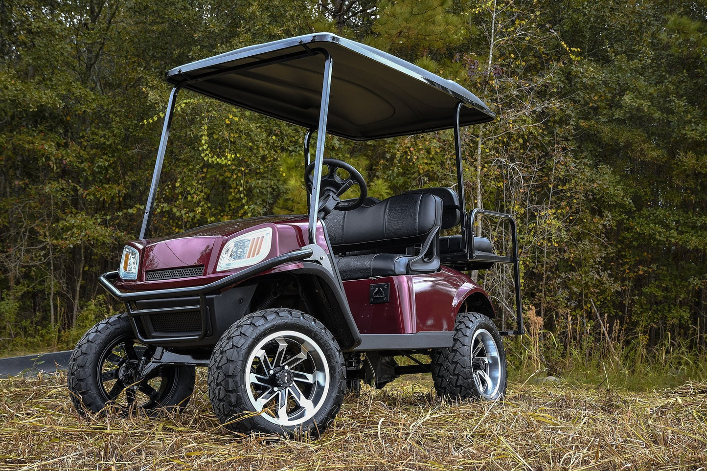 HD Golf Wheel & Tire Package ( 1pc ) 12x7.0 SAW Gloss Black Full Machined w ( 1pc ) 23 Inch A/T Tire