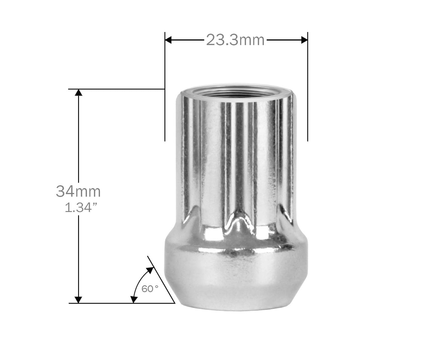 Perfectly Tight 3/4" Hex Open Lug Nut Tapered Seat 1/2-20 x 25mm - Stainless Steel - 1 Piece
