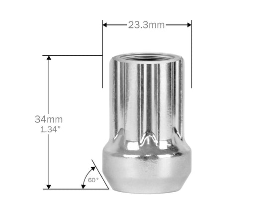 Perfectly Tight 3/4" Hex Open Lug Nut Tapered Seat 1/2-20 x 25mm - Stainless Steel - 1 Piece