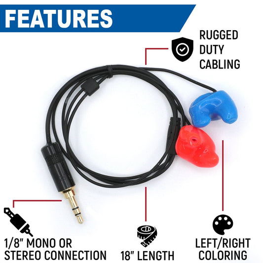 Challenger Semi-Custom Molded Ear Bud Speakers with 1/8 Plug - Stereo